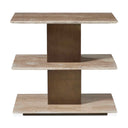 Travertini - 3 Tiered Accent Table - Bronze / Beige