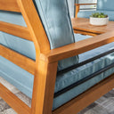 Wood Outdoor Arm Chair With Aqua Cushion - Natural
