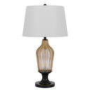 Glass Table Lamp With White Empire Shade - Bronze