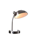 Desk Table Lamp With Gray Bowl Shade - Silver