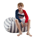 Microfiber Round Striped Pouf Cover - Gray / White