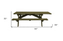 94" x 66" x 30" Solid Wood Outdoor Picnic Table - Brown