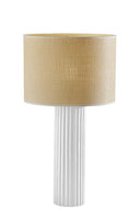 Ceramic Cylinder Table Lamp With Beige Drum Shade - White - HomeRoots - Table Lamps - Elite Enclave Home
