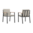 Solid Wood Outdoor Dining Chair With Taupe Cushion (Set of 2) - Light Gray