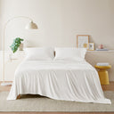 Cotton Blend Jersey Knit - Queen All Season Sheet Set - White