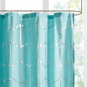 Raina - Printed Metallic Shower Curtain - Aqua / Silver - Intelligent Design - Shower Curtains - Elite Enclave Home