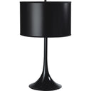 Minimalist Metal Table Lamp With Black Classic Drum Shade - Black