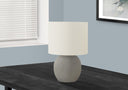 Concrete Round Table Lamp With Ivory Drum Shade - Gray - HomeRoots - Table Lamps - Elite Enclave Home