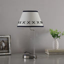Bedside Table Lamp With Off-White Empire Shade - Silver