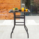 Square Glass Outdoor Bistro Table - Black