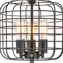 Metal Industrial Cage Design Three Light Table Lamp - Black