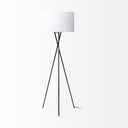 Tripod Floor Lamp With White Fabric Drum Shade - Black - HomeRoots - Floor Lamps - Elite Enclave Home
