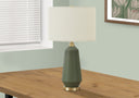Ceramic Geometric Table Lamp With Ivory Drum Shade - Green - HomeRoots - Table Lamps - Elite Enclave Home