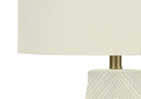 Ceramic Geometric Table Lamp With Ivory Drum Shade - White - HomeRoots - Table Lamps - Elite Enclave Home