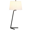 13" x 13" x 28" Metal Table Lamp With White Drum Shade - Black