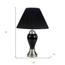 Ceramic Urn Table Lamp With Black Empire Shade - Black And Silver