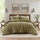 Lyon - 3 Piece Full/Queen Waffle Washed Comforter Set - Green