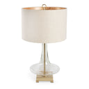 Glass LED Table Lamp With Drum Shade - Clear Beige