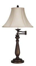 Metal Table Lamp With Pearl Bell Shade - Rust