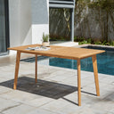 59" x 31" x 30" Solid Wood Outdoor Dining Table With Umbrella Hole - Natural