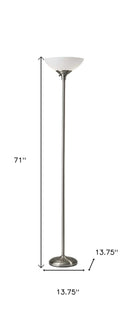 Tailored Metal Torchiere With Bright Illumination - Satin Steel - HomeRoots - Floor Lamps - Elite Enclave Home