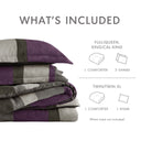 Boulder Stripe - Full/Queen Pieced Comforter Set - Purple