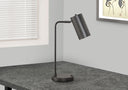 Metal Round USB Table Lamp With Gray Cylinder Shade - Gray - HomeRoots - Table Lamps - Elite Enclave Home