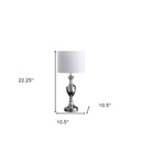 Metal Standard Table Lamp With White Shade - Silver