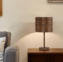 19" Metal Bedside Table Lamp With Orange And Black Drum Shade - Orange And Black