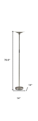 Steel LED Torchiere Floor Lamp With Solid Color Cone Shade - Silver / White - HomeRoots - Floor Lamps - Elite Enclave Home