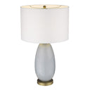 Glass Table Lamp With White Drum Shade - Light Gray