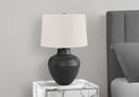 Metal Urn Table Lamp With Cream Empire Shade - Black - HomeRoots - Table Lamps - Elite Enclave Home