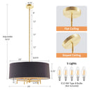 Presidio - 5 - Light Black Drum Shade Chandelier - Gold / Black - Hampton Hill - Chandeliers - Elite Enclave Home