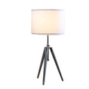 Metal Adjustable Tripod Table Lamp With White Round Shade - Silver