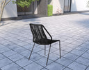 5 Piece 47" Round Stone Dining Set With Four Chairs - Gray And Black