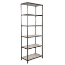 Uttermost Baldwin Industrial Etagere – Black gunmetal iron frame with white-washed mango wood shelves