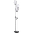 Three Light Traditional Shaped Floor Lamp With Clear Transparent Glass Novelty Shade - Black - HomeRoots - Floor Lamps - Elite Enclave Home