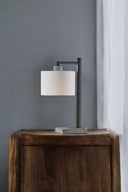 Metal Novelty Table Lamp With White Empire Shade - Gray - HomeRoots - Table Lamps - Elite Enclave Home