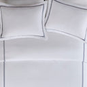 500 Thread Count Luxury - Full Sateen Embroidered Comforter Set - White / Navy