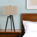 Metal Tripod Table Lamp With Tan Drum Shade - Charcoal - HomeRoots - Table Lamps - Elite Enclave Home