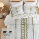 Imani - 3 Piece King/California King Printed Duvet Cover Set - Sage/Ivory