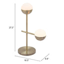 Metal Bedside Table Lamp With Off-White Globe Shade - Brass
