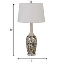 Metal Two Light Bedside Table Lamps With White Globe Shade (Set of 2) - Silver