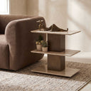 Travertini - 3 Tiered Accent Table - Bronze / Beige