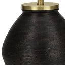 Concrete Round Table Lamp With Ivory Drum Shade - Black And Gold - HomeRoots - Table Lamps - Elite Enclave Home