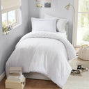 Logan - Twin/Twin Long Striped Duvet Set - White