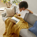 Chunky Double Knit - Handmade Throw - Yellow - Madison Park - Throws - Elite Enclave Home