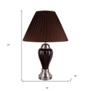 Ceramic Urn Bedside Table Lamp With Brown Empire Shade - Silver