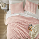 Avril - King/California King Fluffy Ribbed Plush Comforter Set - Pink - Intelligent Design - Comforters & Sets - Elite Enclave Home