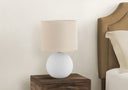 16" Ceramic Round Table Lamp With Drum Shade - Cream - HomeRoots - Table Lamps - Elite Enclave Home